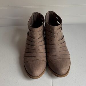 Carlos by Carlos Santana Taupe Suede Cutout Ankle Booties